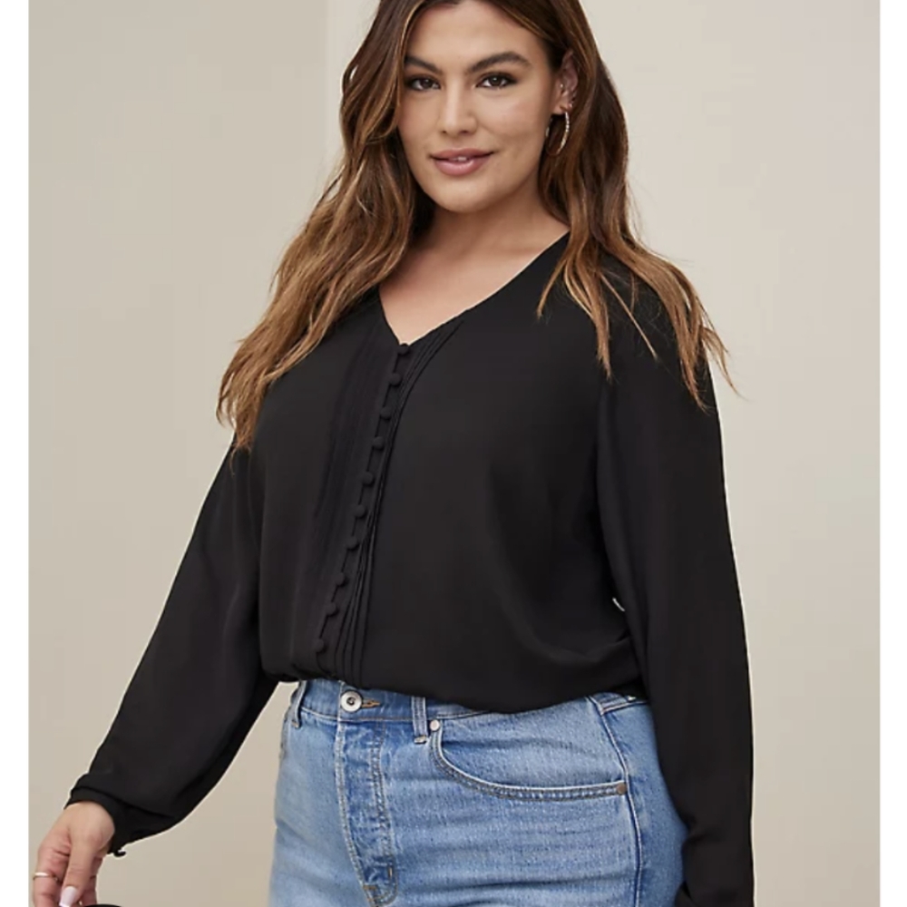 TWO Brand NEW Torrid blouses (with tags) 1 Red and 1 Black; fit for XL-2X